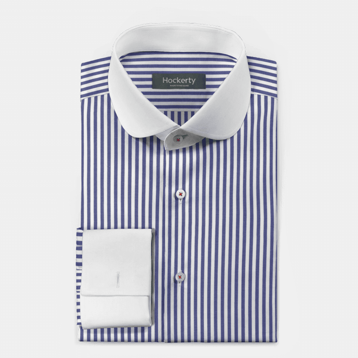 MrDoubleCollar Doppio polsino formale Oxford camicia blu slim fit include gemelli in metallo