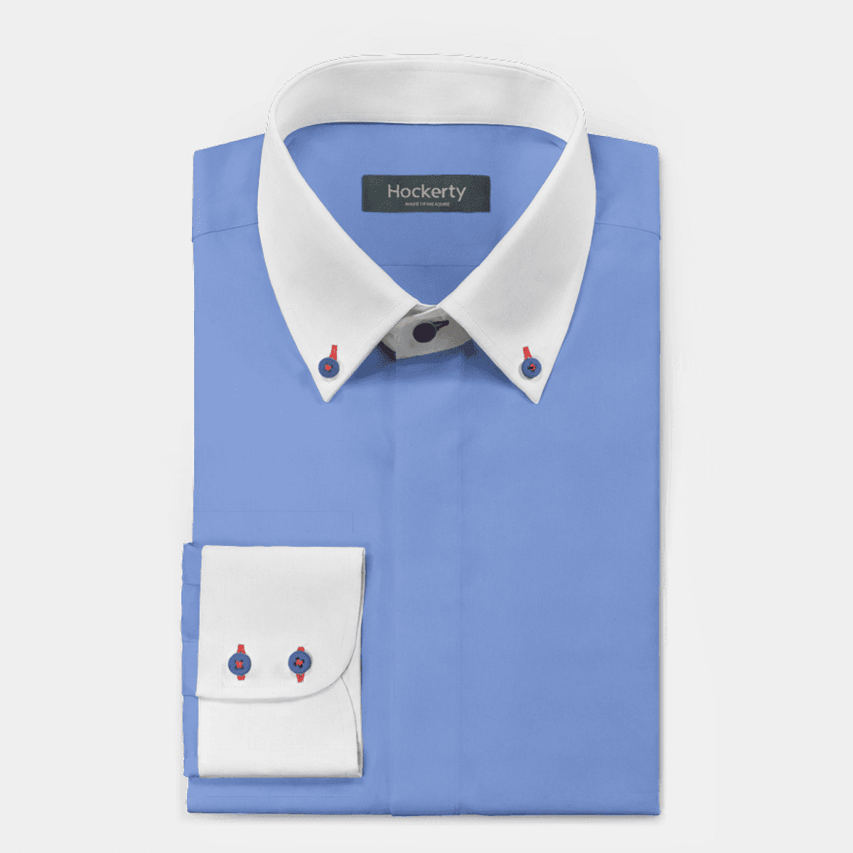 Premium Light Blue noiron cotton button down Shirt with hidden buttons