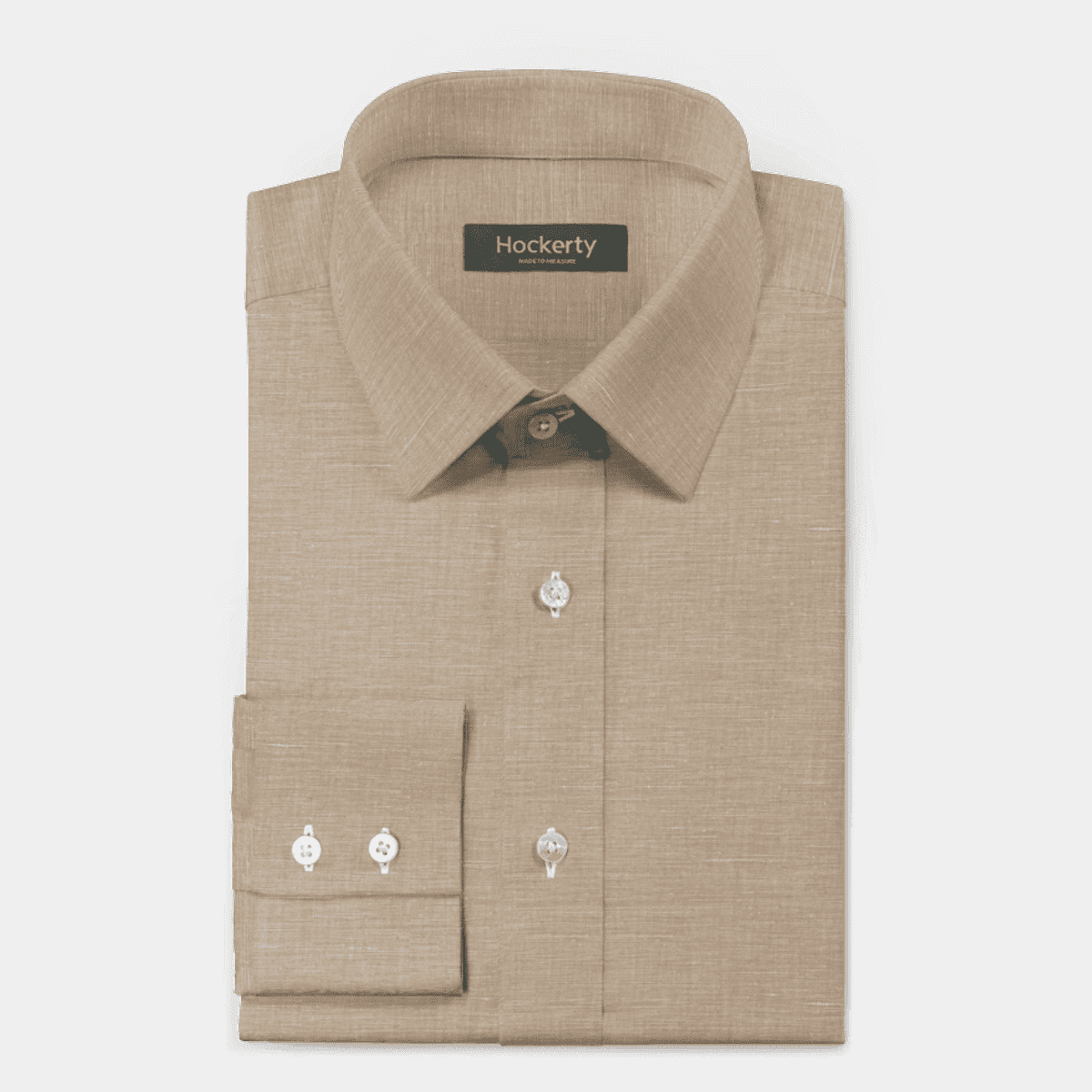 Camel linen-cotton dress Shirt