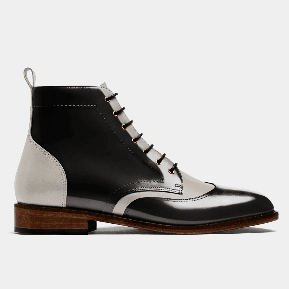 Two tone black and white boots sale