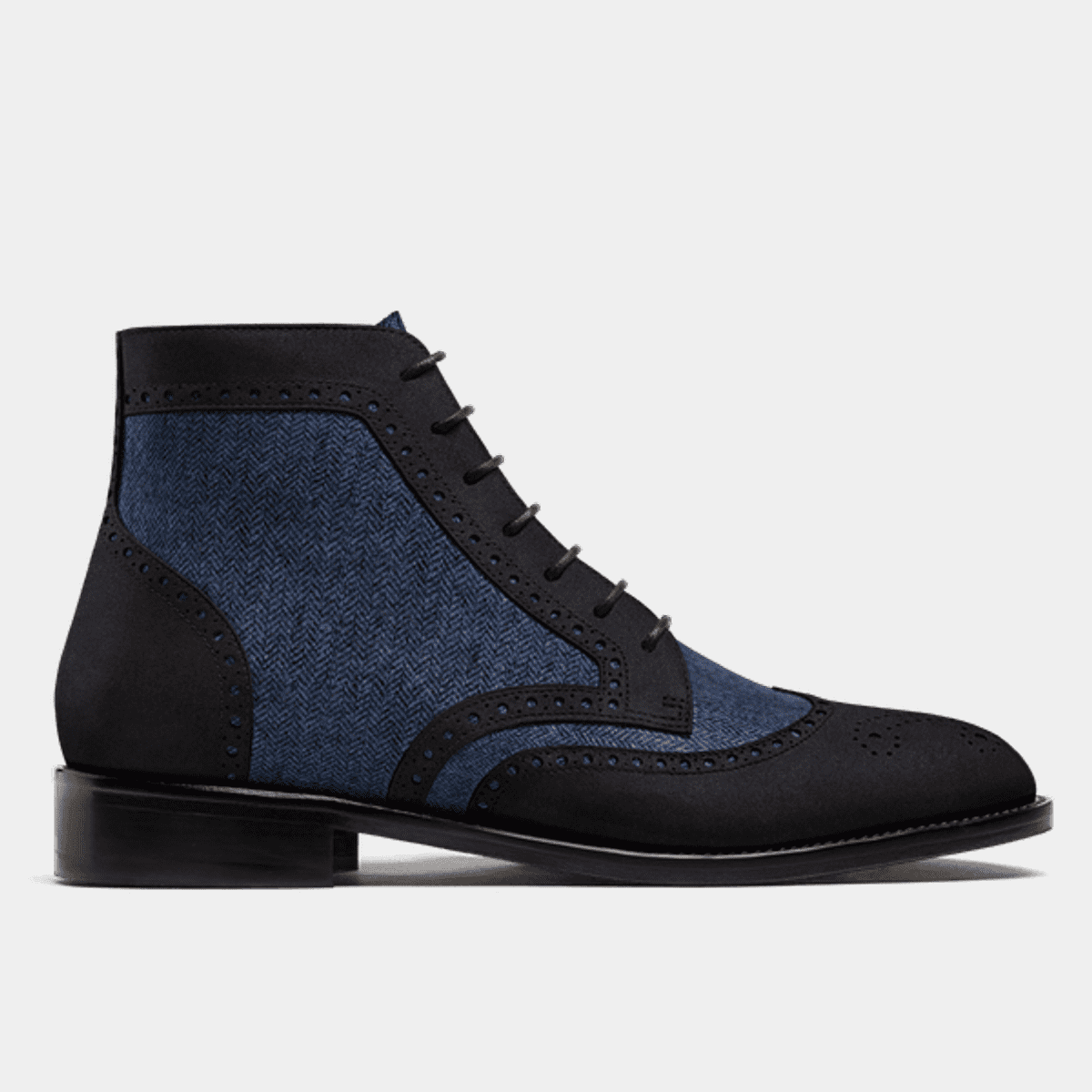 Ankle Boots Mens Blue Brogue Boots Blue Gray Two Tone High Ankle