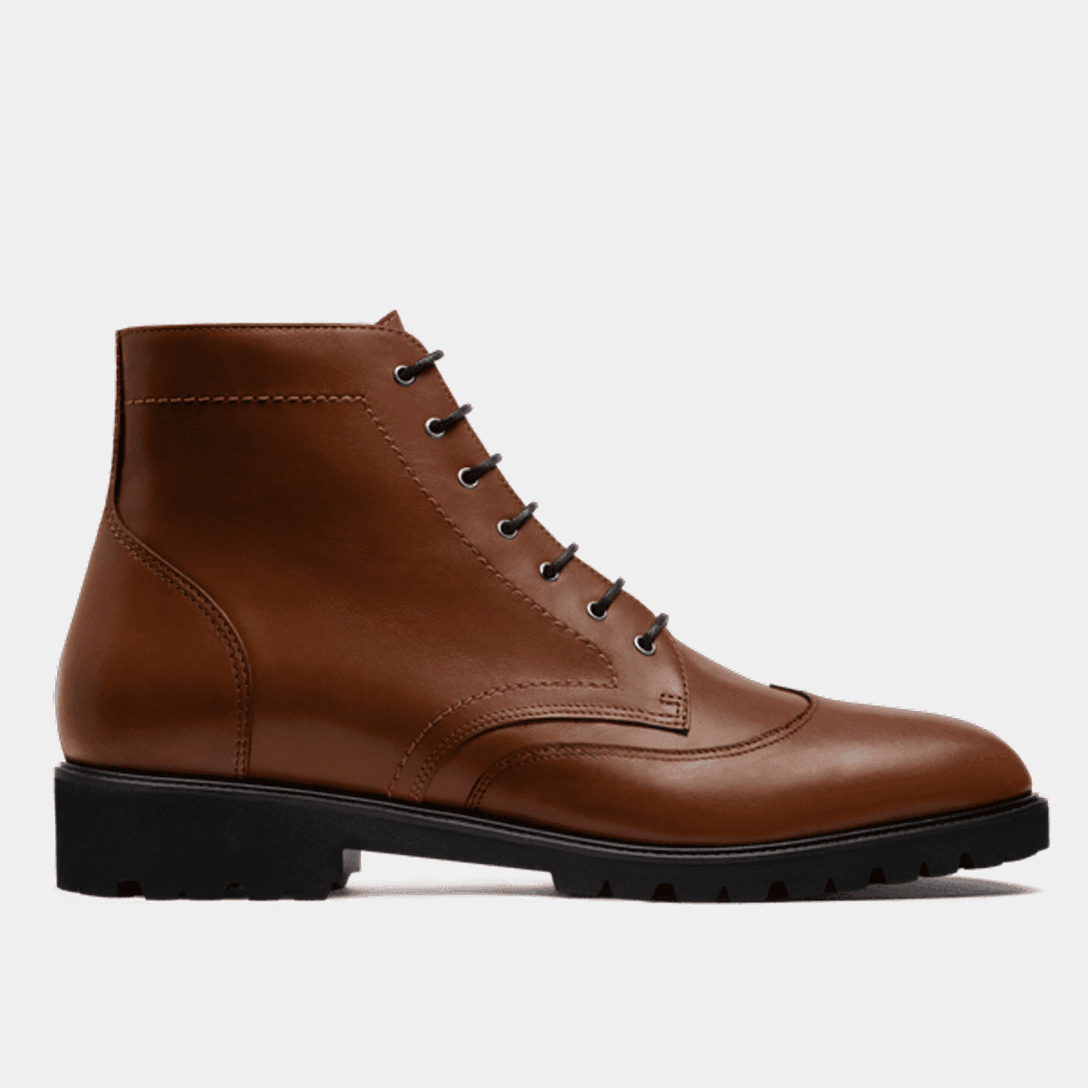 Black Wingtip Leather Boots
