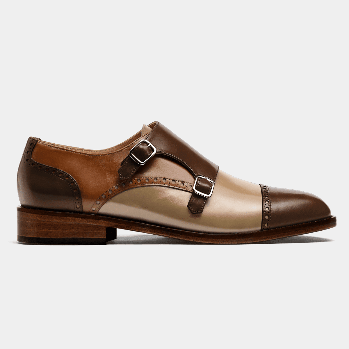 Bottines Bicolores Marron Et Beige Pacific Company - Pointure 37, Cuir, Style Colonial - Occasion Bon état