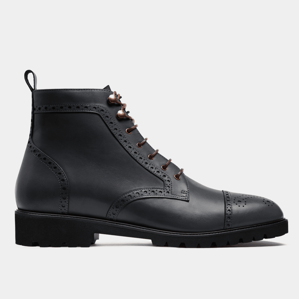 Brogue Boots in blue & gray leather & waxed leather display picture 3