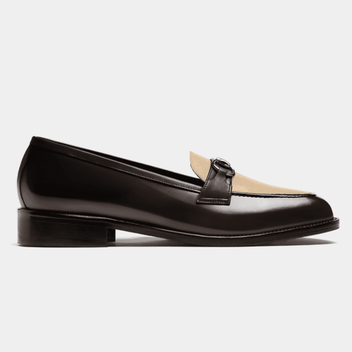 Horsebit Loafer in brown & beige leather & suede