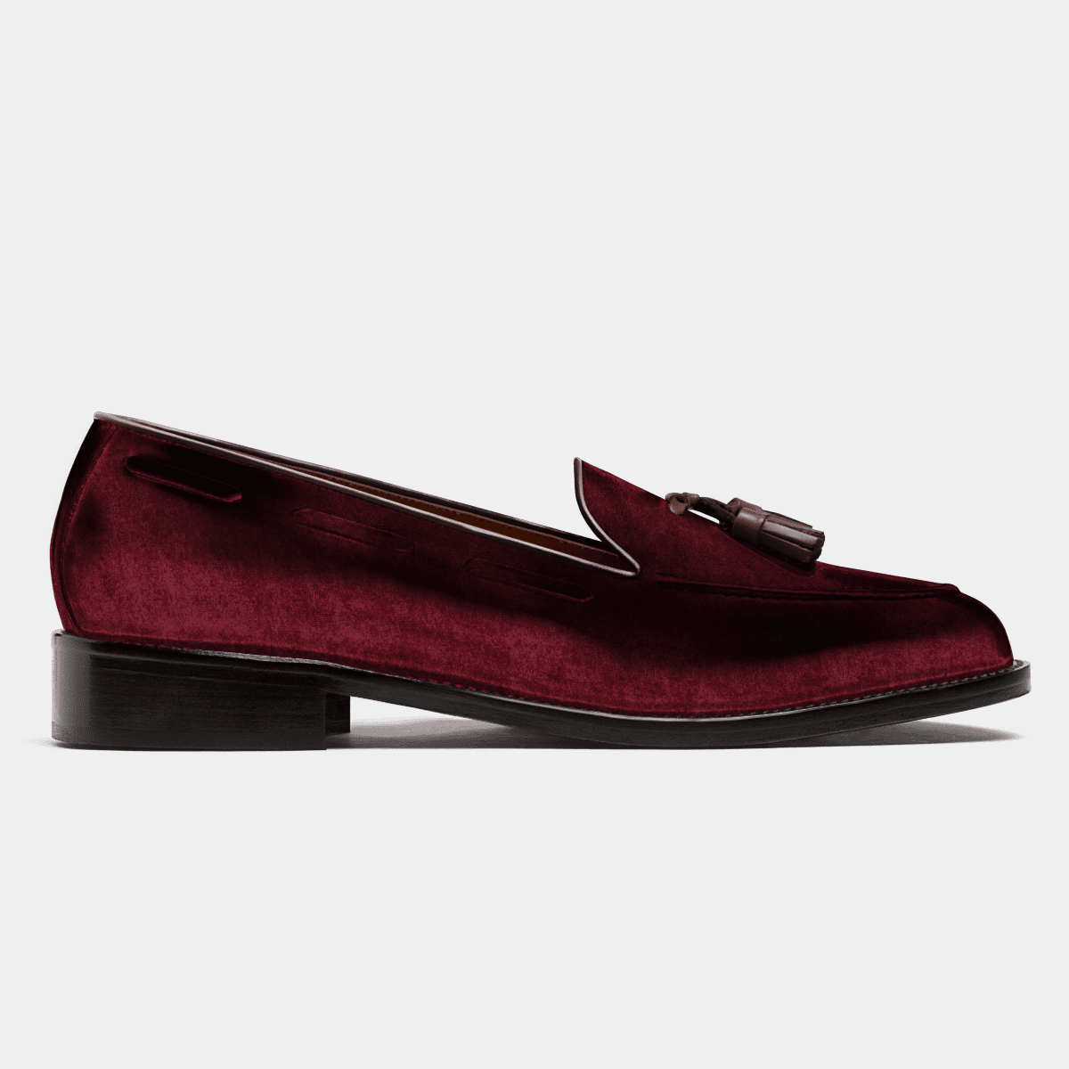 Mens UV Signature Burgundy Velvet Smoking Loafers Tassel Dress Shoes 7.5 Men main image 4