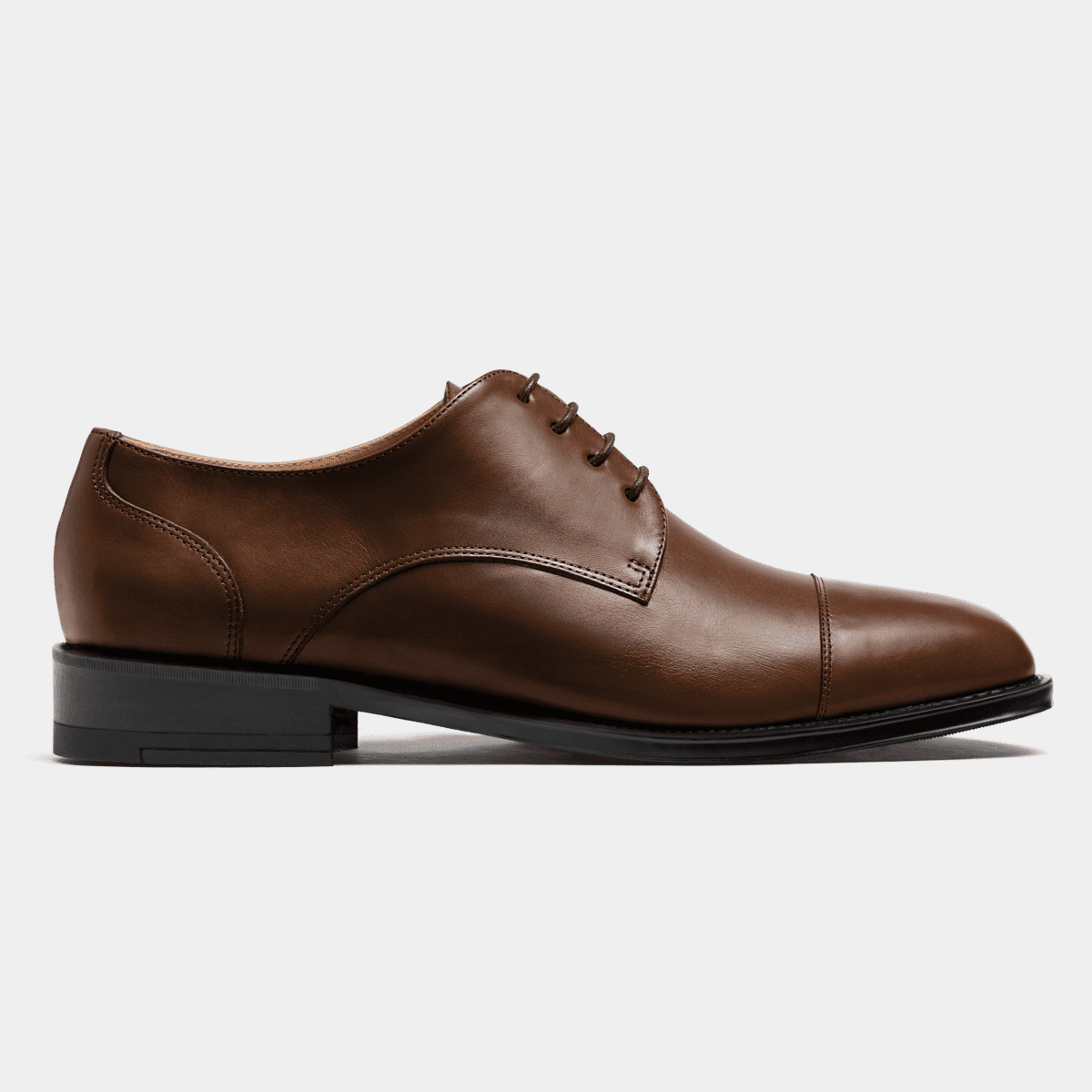 Classic Brown Leather Cap-Toe Derby Shoes Dress Shoe Cap Toe Oxford Brown & Brown Antique – Ace Marks main image 2