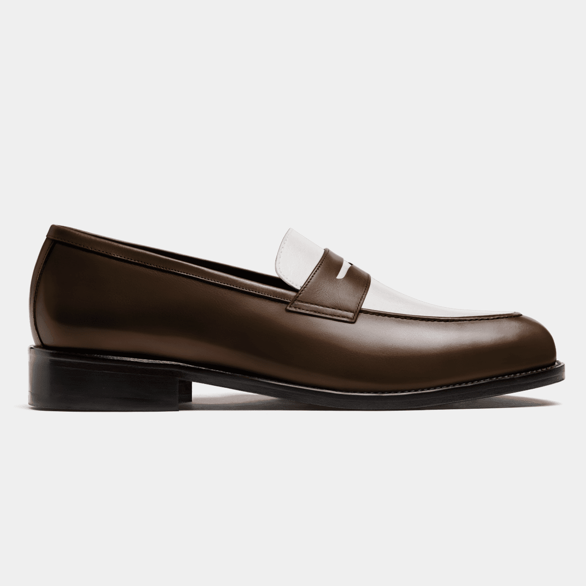 Brown Leather Penny Loafers with Heel