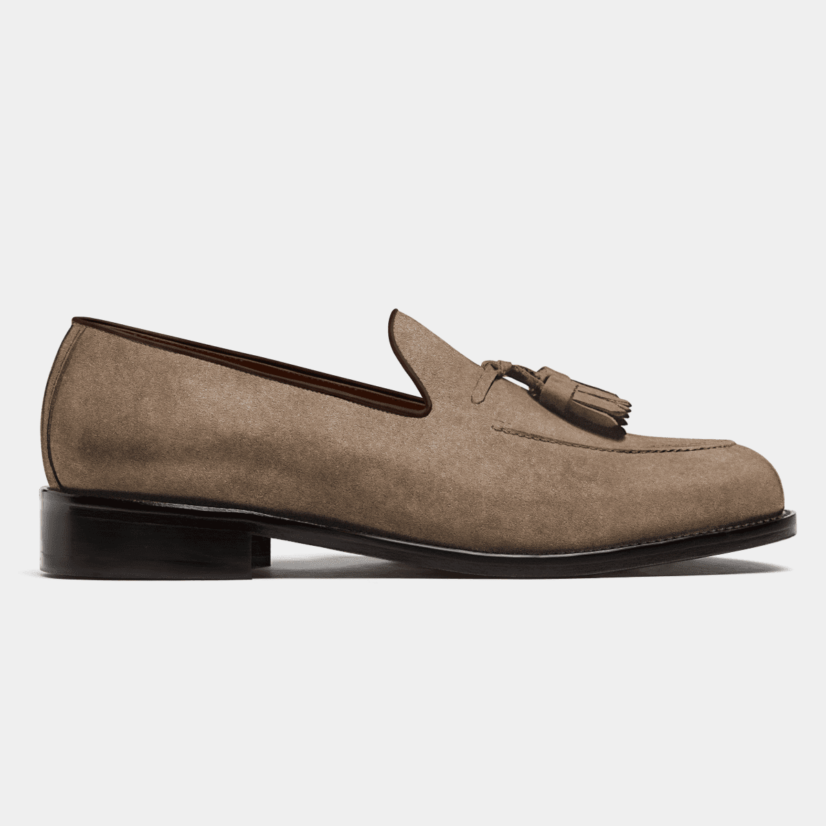 Tassel Loafers in brown suede & waxed leather display picture 1