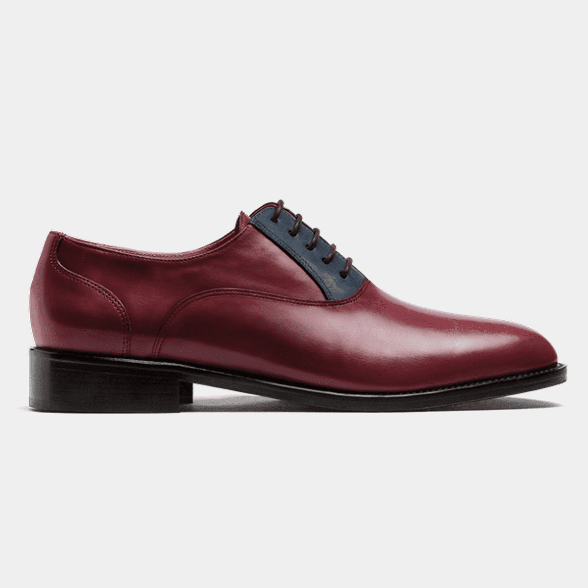 princess polly baby blue dress Oxford shoes in burgundy & blue leather