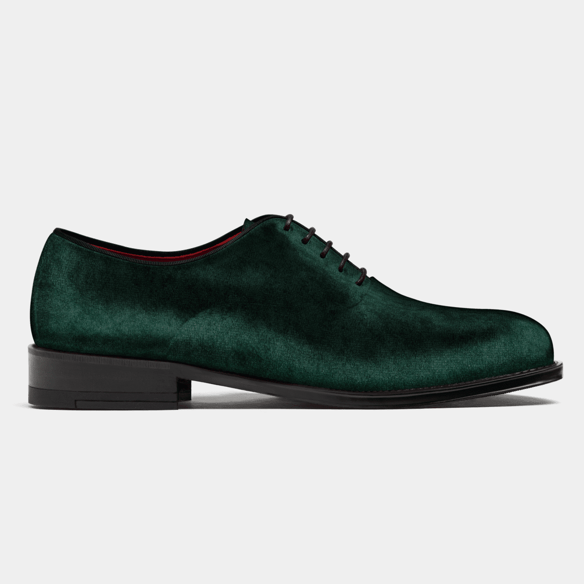 Oxford shoes in green velvet