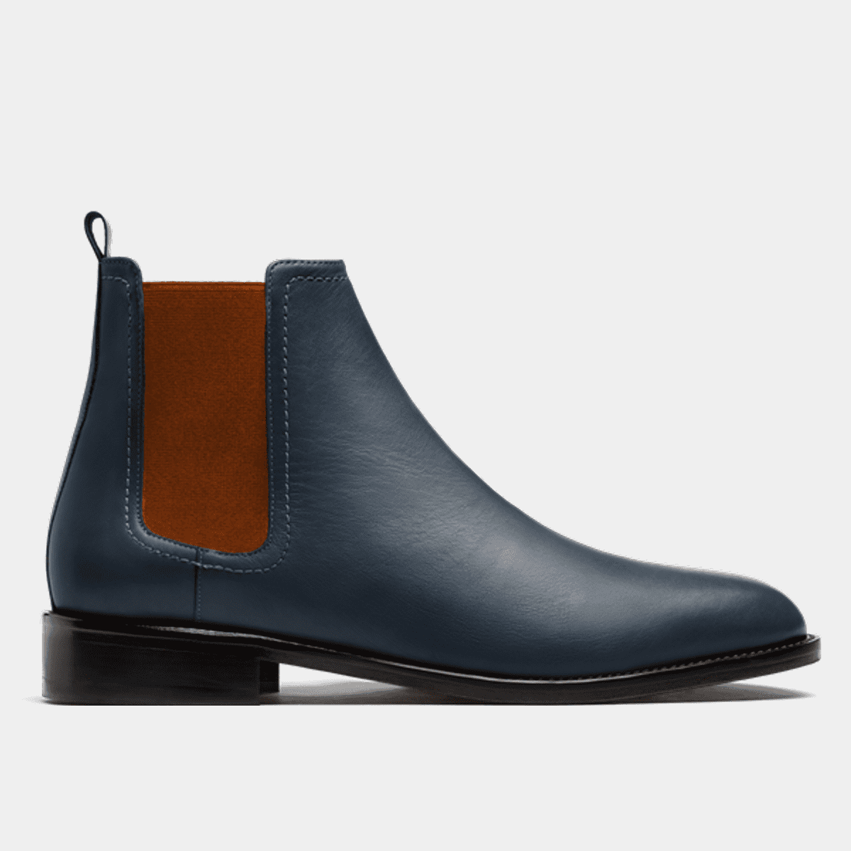 Blue leather chelsea boots mens best sale