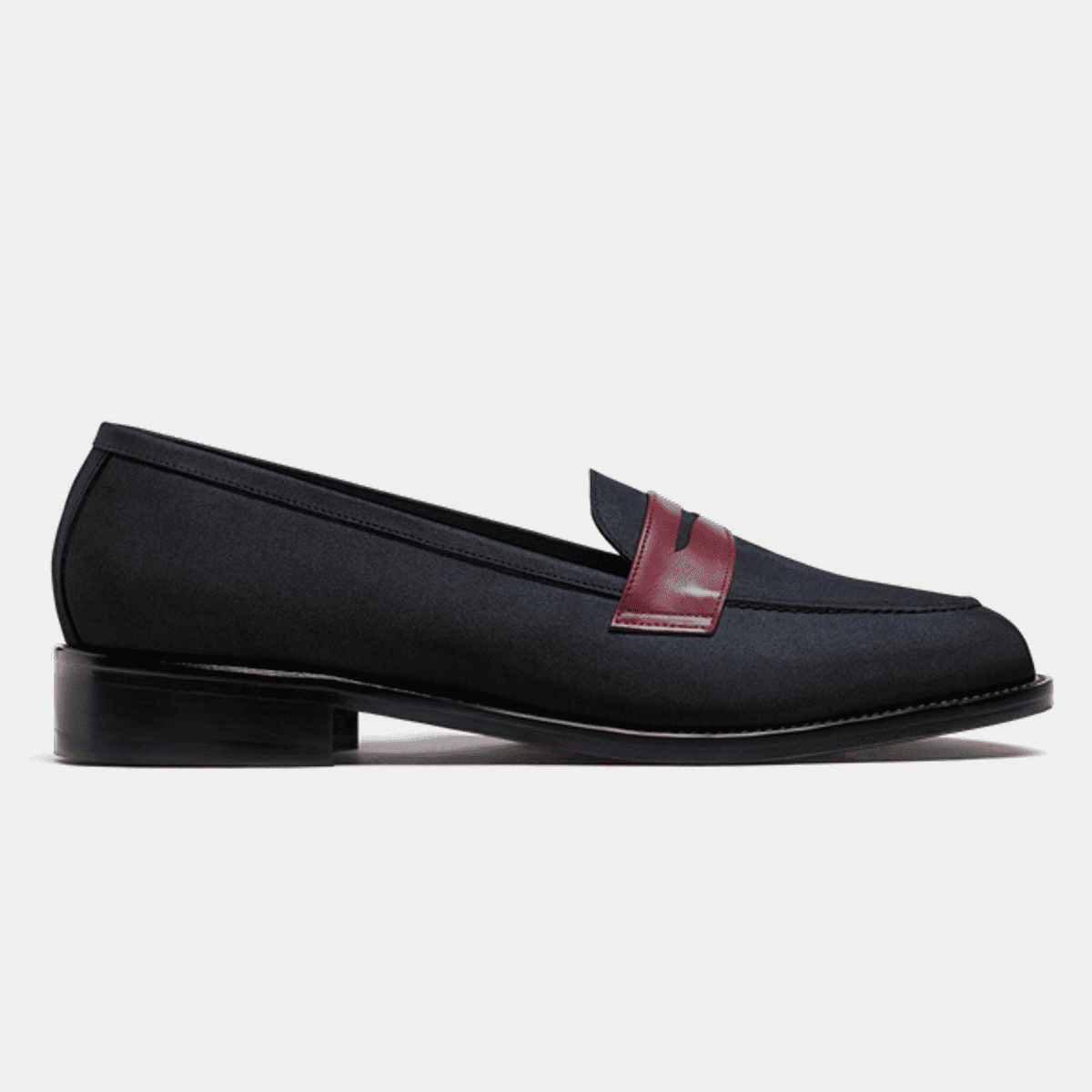 Zircon Penny Blue Stylish Bow Chunky Suede Splicing Loafers main image 1