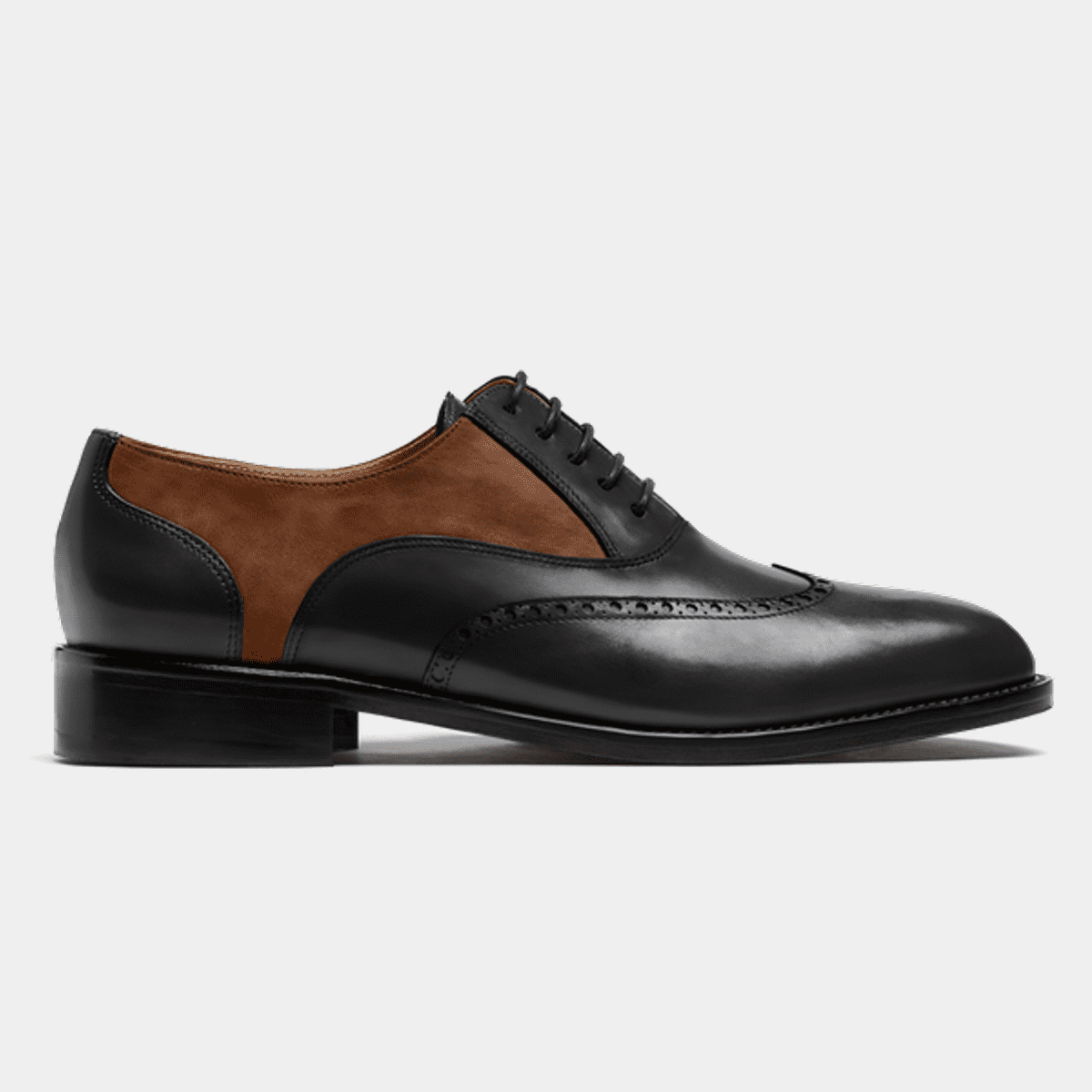 Quarter Brogue shoes in black u0026 brown leather u0026 waxed leather