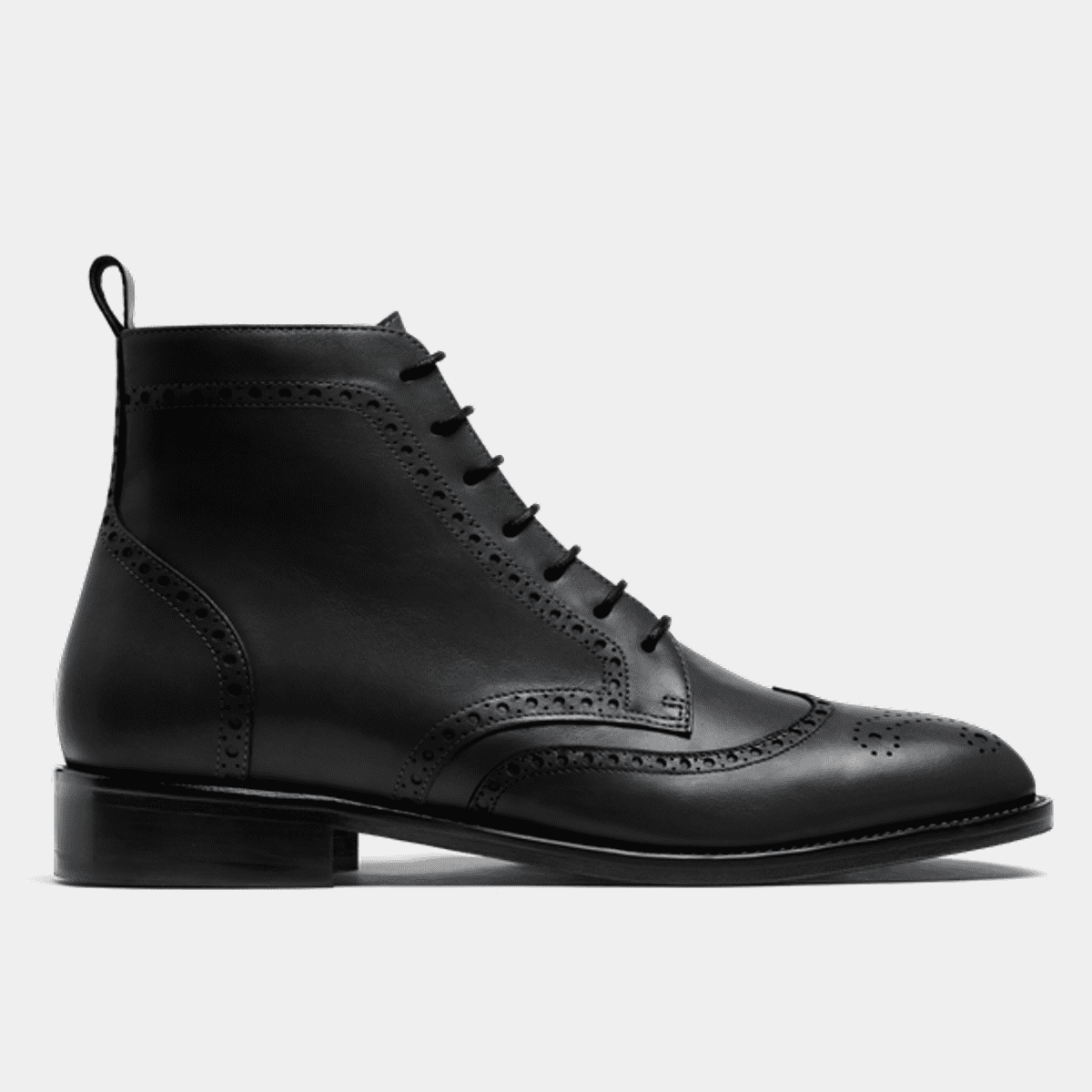 Modern Black Leather Brogue Dress Chelsea Boots