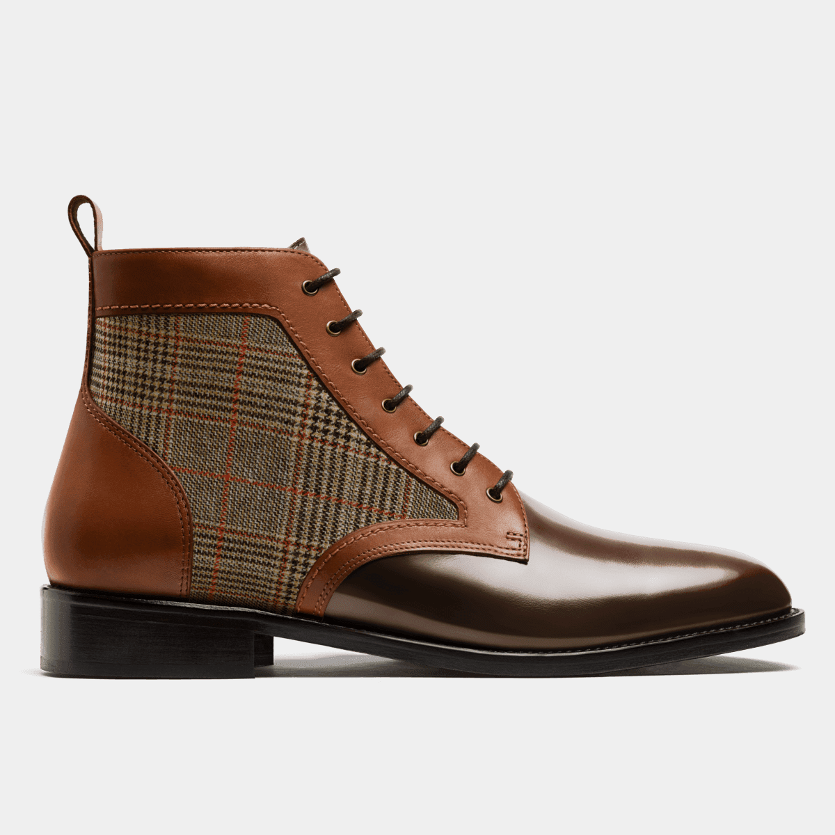 Two-tone Men's Boots in brown leather tweed