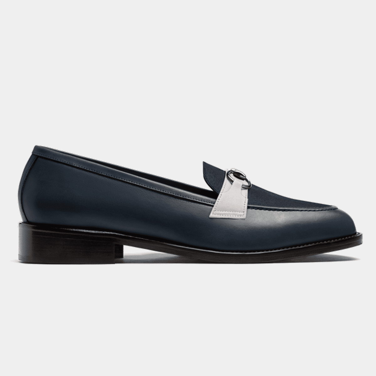 HORSEBIT LOAFER IN LIGHT BLUE SUEDE WITH GOLD HARDWARE
