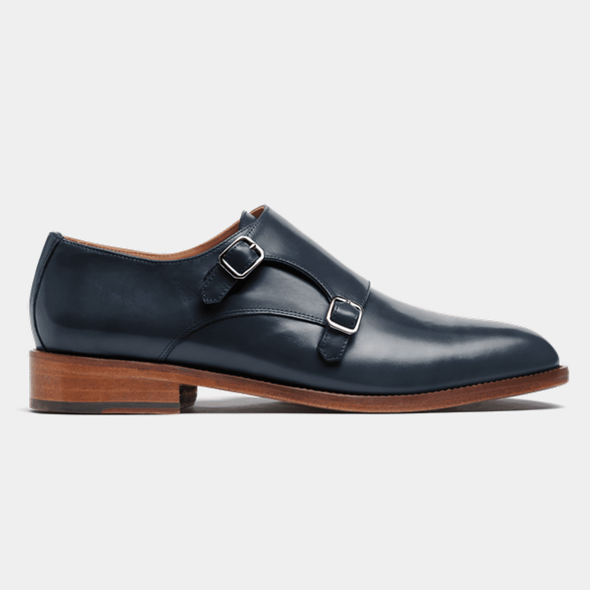 Double monk strap shoes - blue italian calf leather
