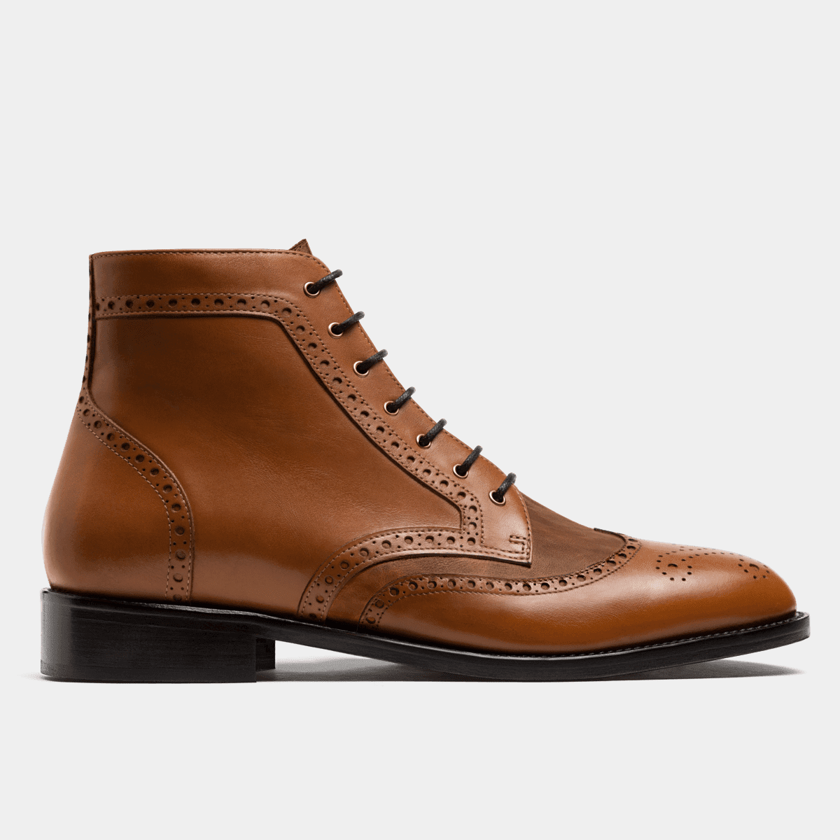 Brown leather 2024 brogue boots