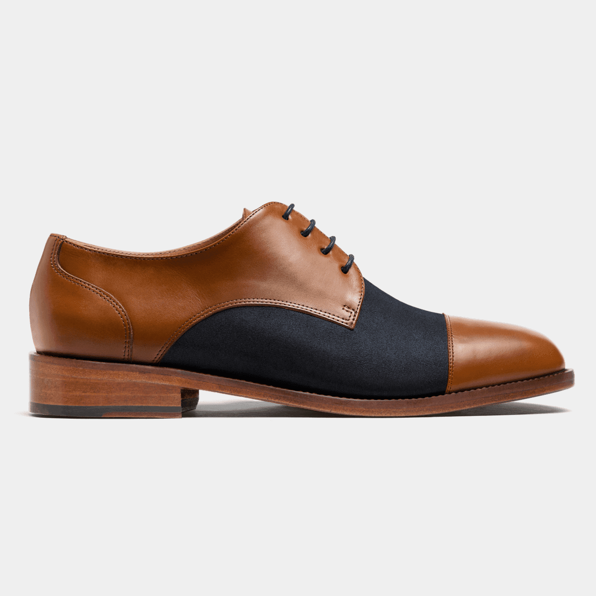 Capello Hi-Shine/Calf Blue Cap Toe Derby | Mezlan Dress Shoes for Men