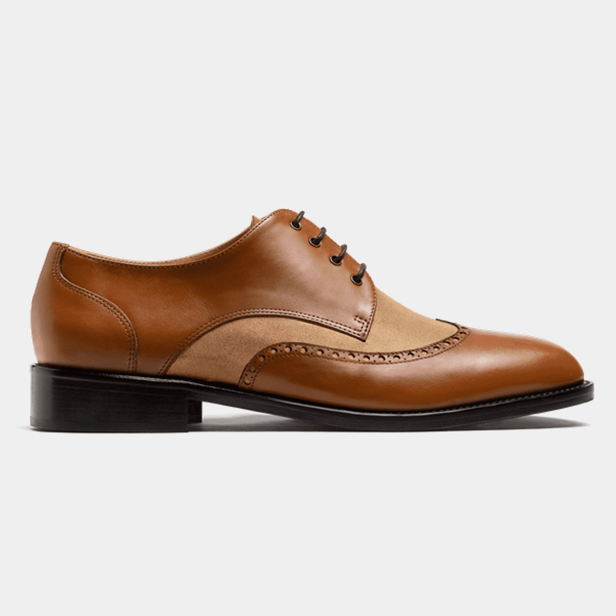 Quarter Brogue shoes - brown leather & suede