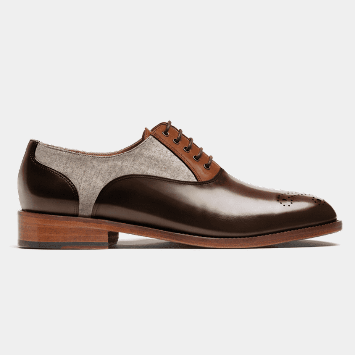 Oxfords - brown & beige flora leather, tweed & leather CHF280 | Hockerty
