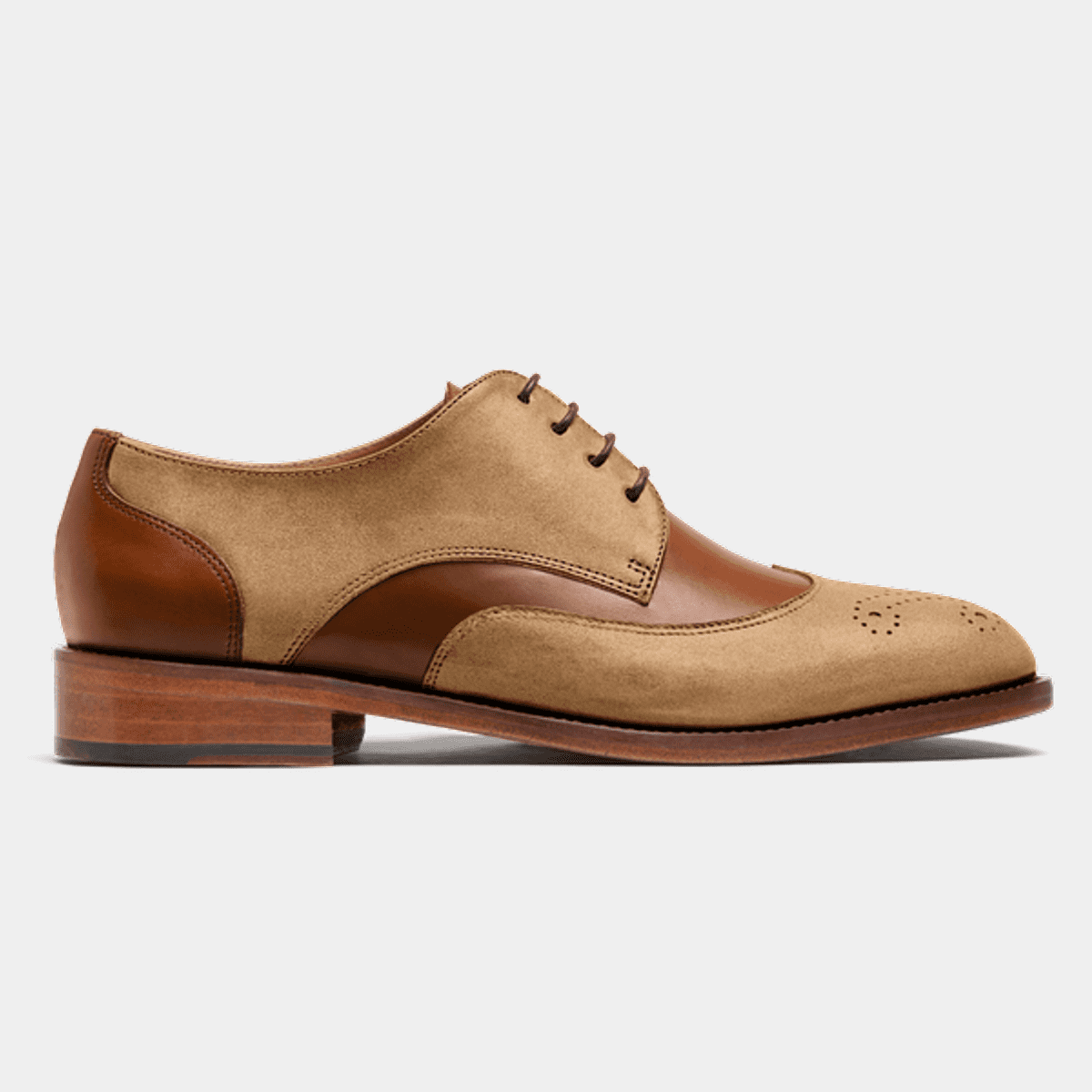Wingtip Derby shoes - brown suede & leather