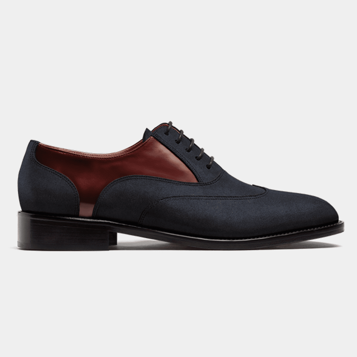 Wingtip Oxford shoes - blue & oxblood suede & flora leather