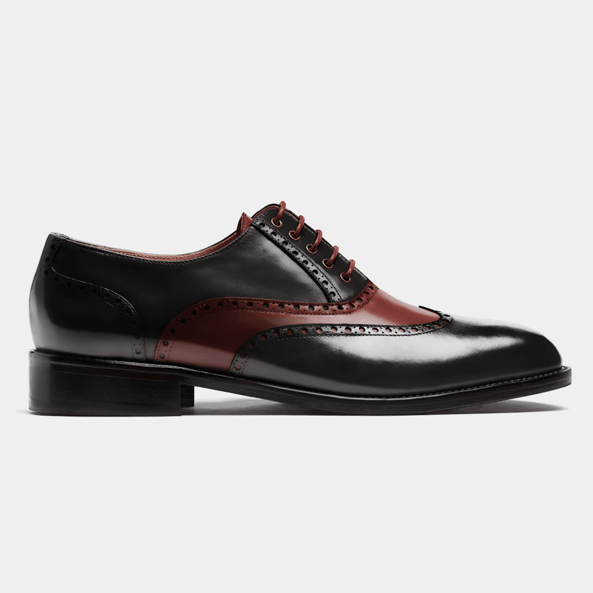 Full Brogue shoes - black & oxblood flora leather