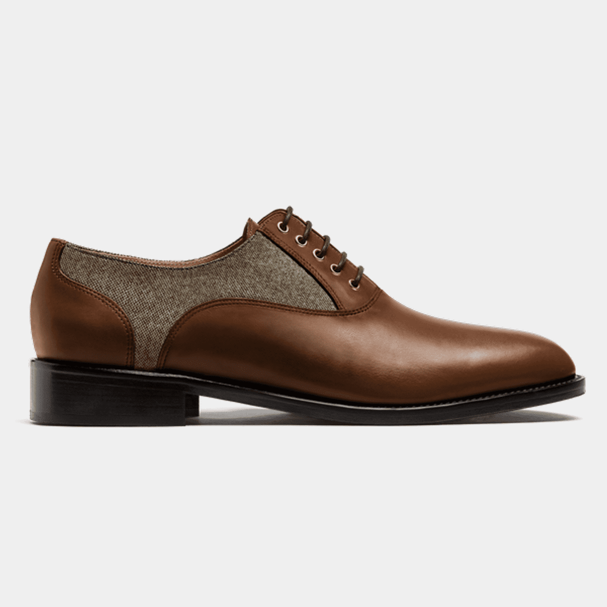 Oxford shoes brown leather & tweed