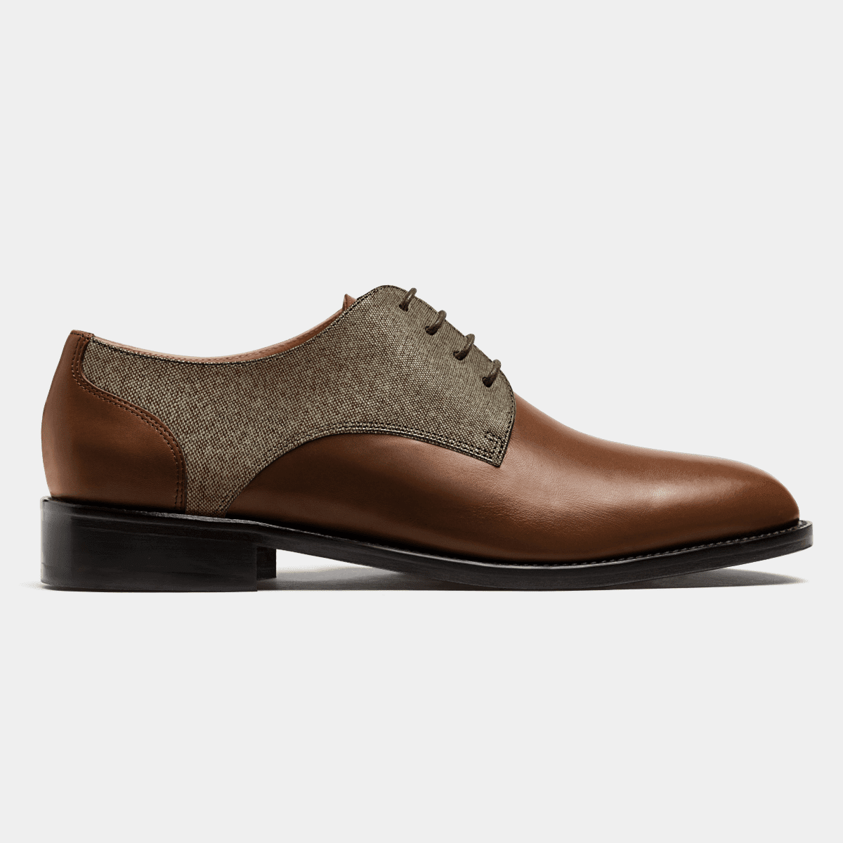 Derby shoes - brown leather & tweed