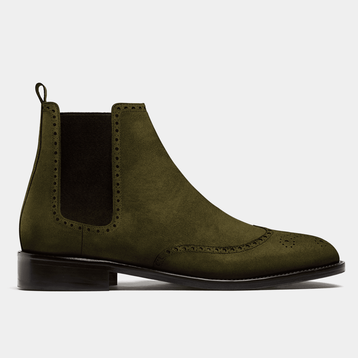 Chelsea Boots Brogue suède vert