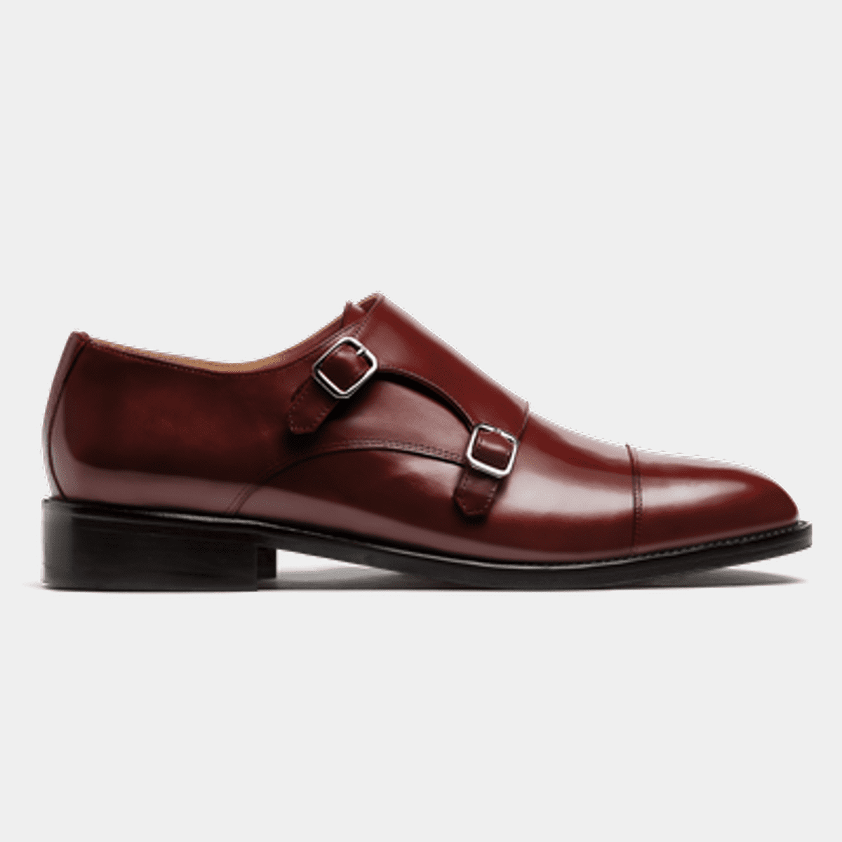 Oxblood & burgundy cap toe Monk Shoes | Hockerty