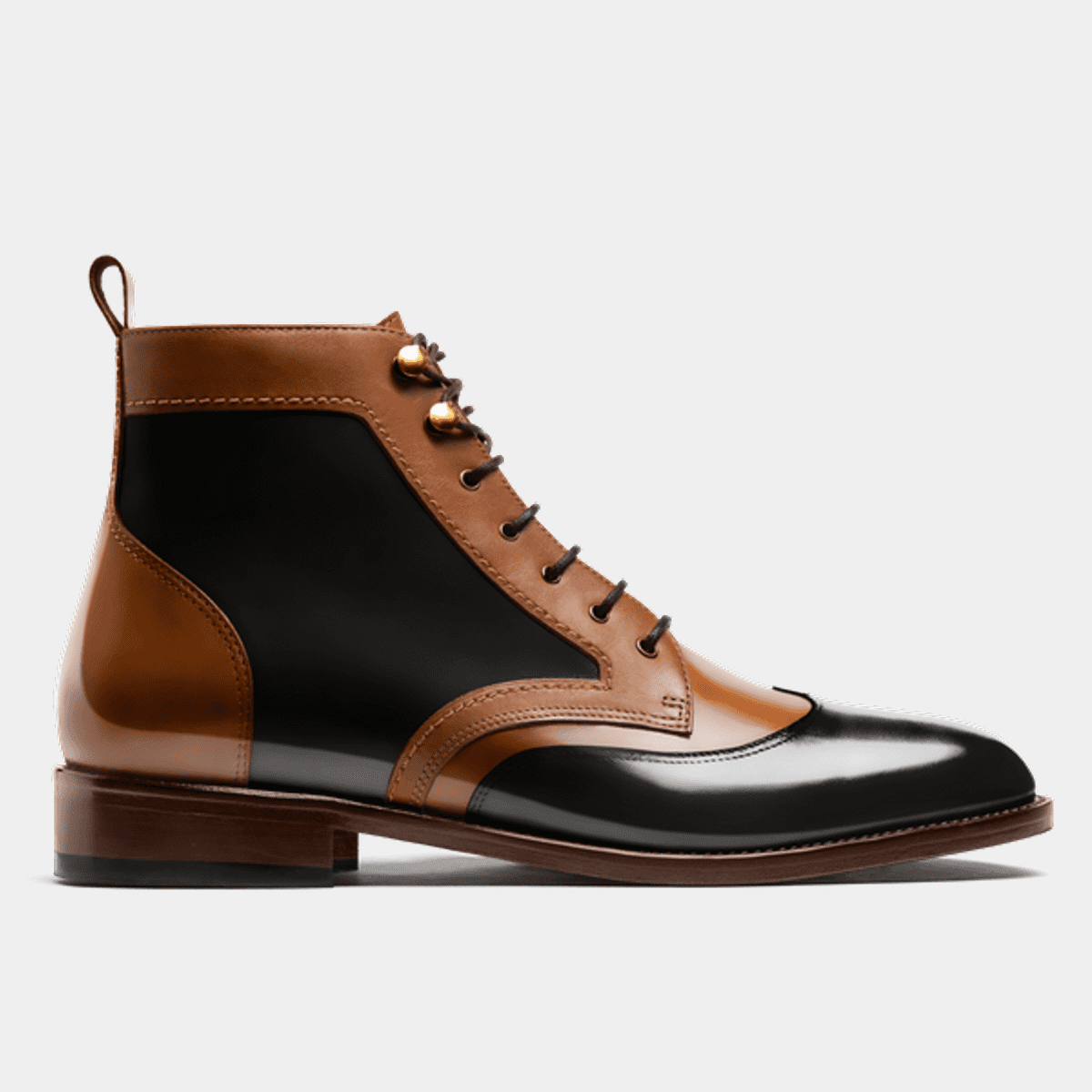 2 tone Dress Boots in brown black leather