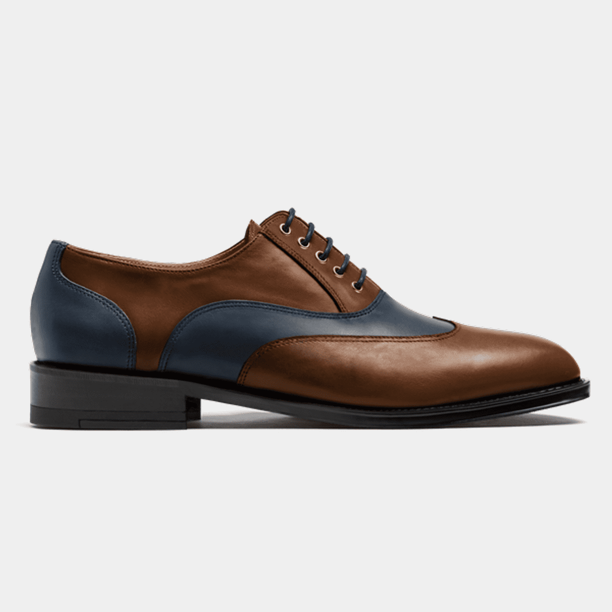 Wingtip Oxford Shoes in Blue & Brown Leather