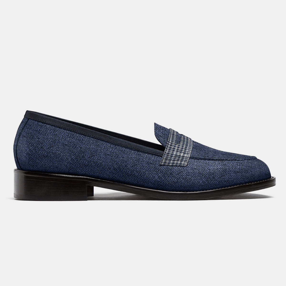Zircon Penny Blue Stylish Bow Chunky Suede Splicing Loafers main image 0
