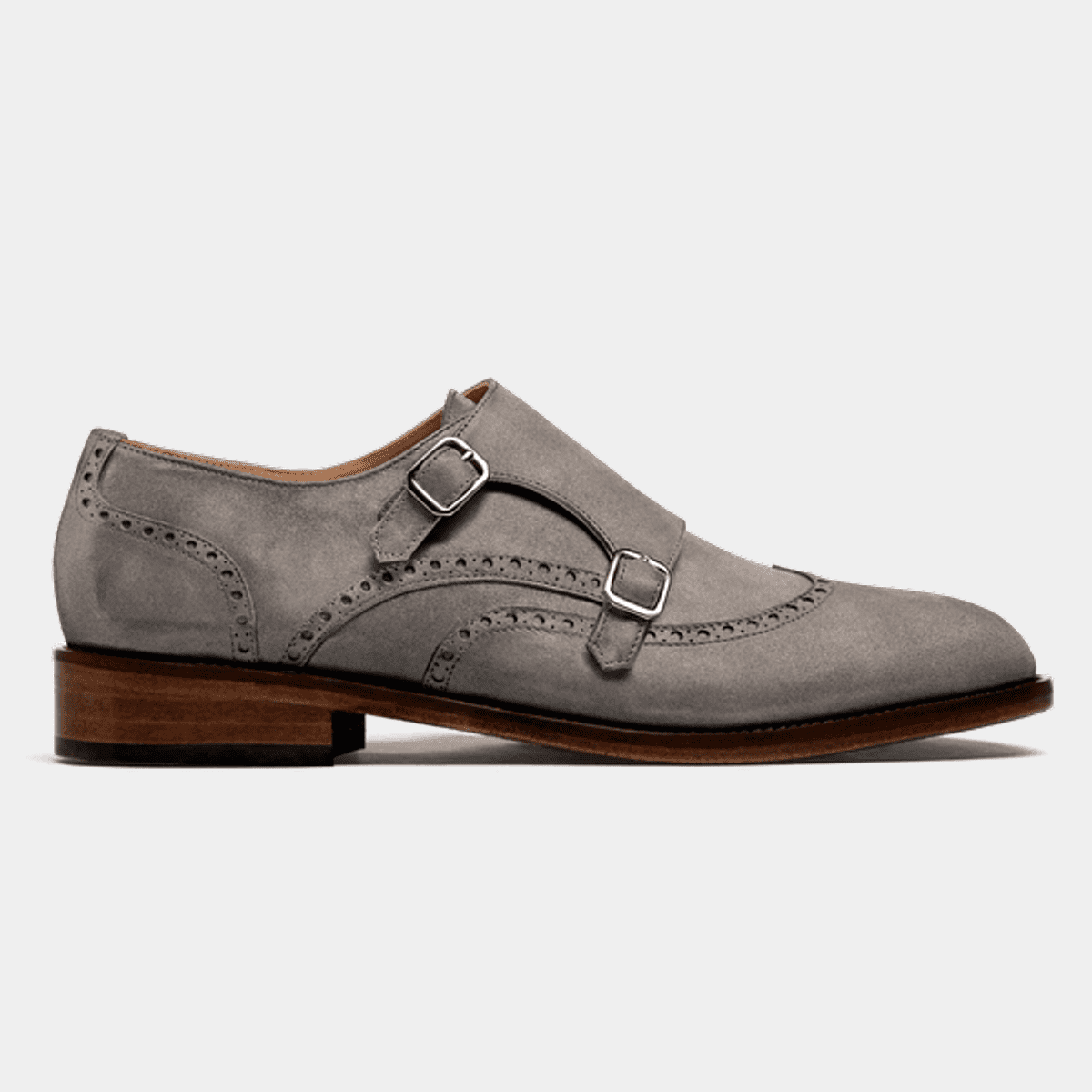 Grey suede monk deals strap shoes