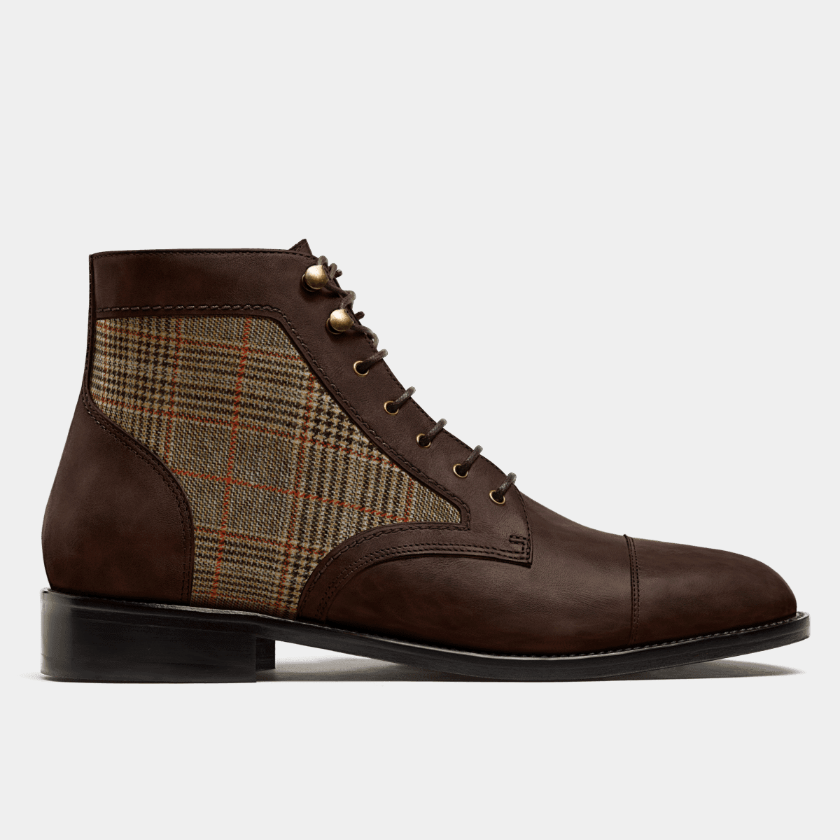 mens leather and tweed boots