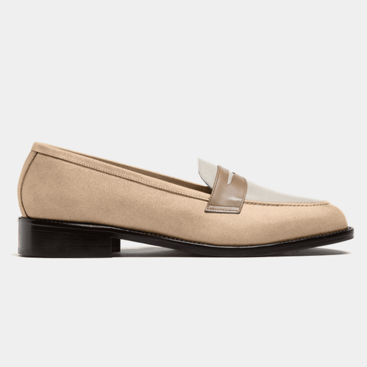 Penny Loafers in beige suede & leather