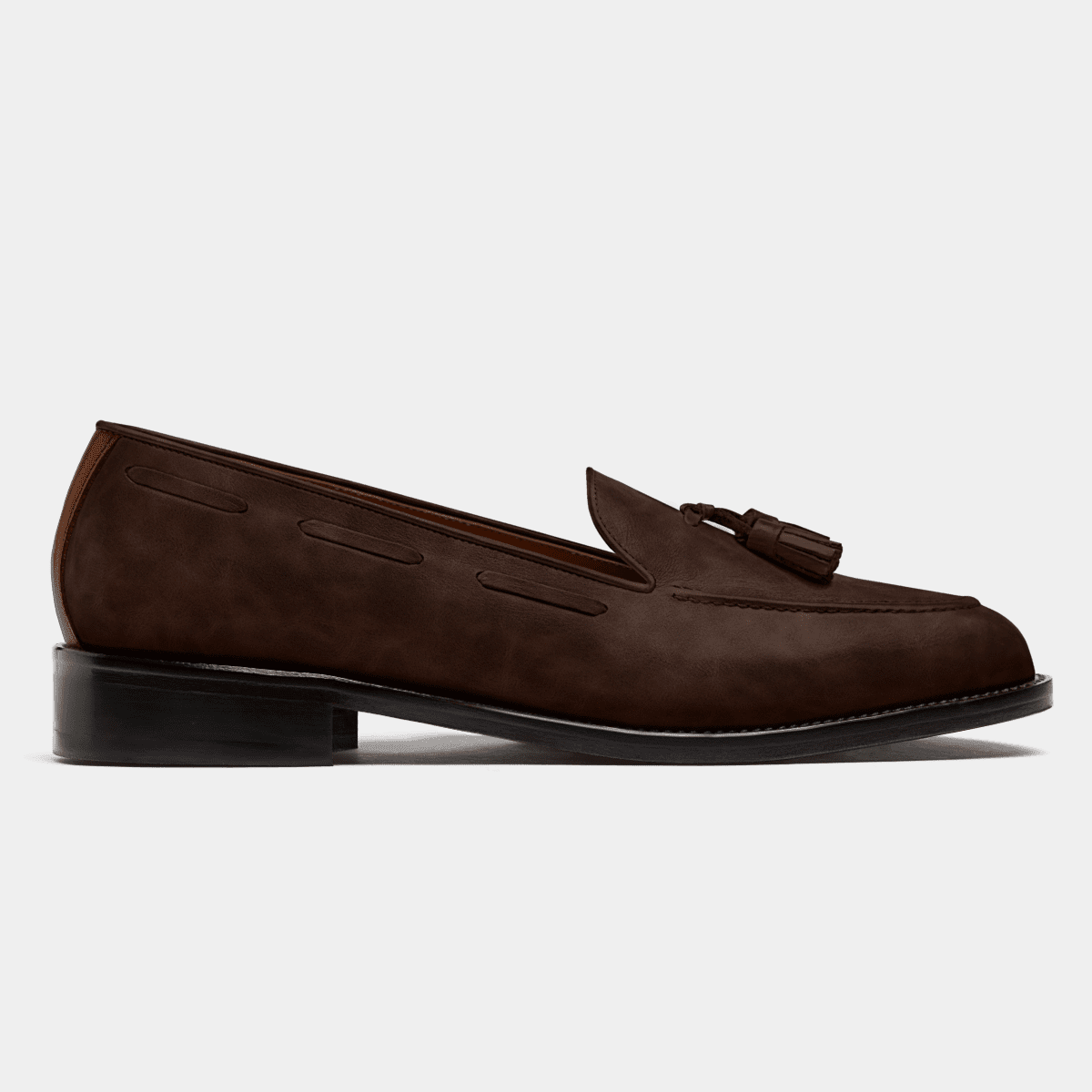 Tassel Loafers in brown waxed leather & leather
