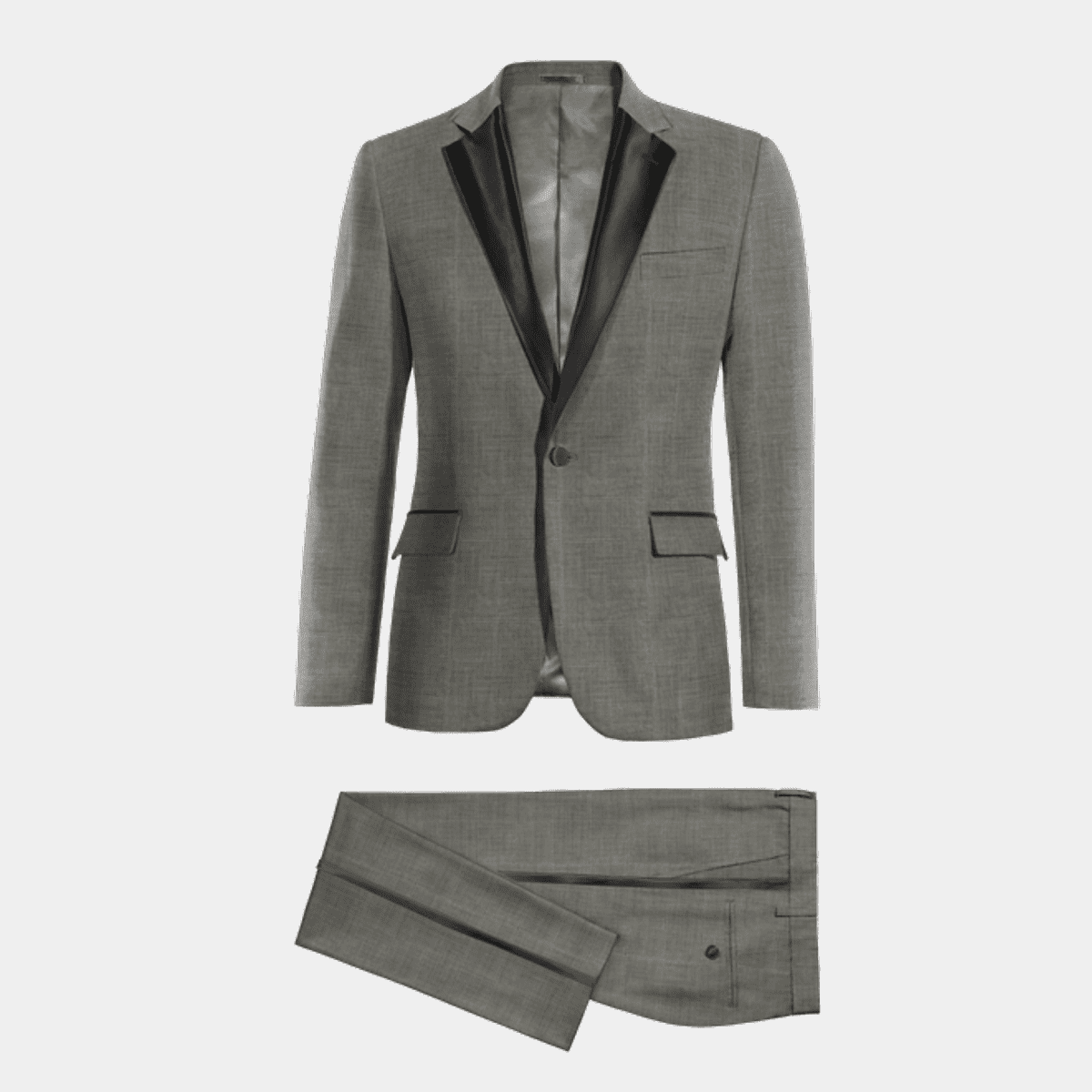 Completo Due Pezzi Elegante Tuta Smoking Uomo Slim Fit Nera LUCCI - Completo Elegante Con Risvolto In Raso, 2 Pezzi Completo Formale Uomo Per Matrimoni - Foto 4