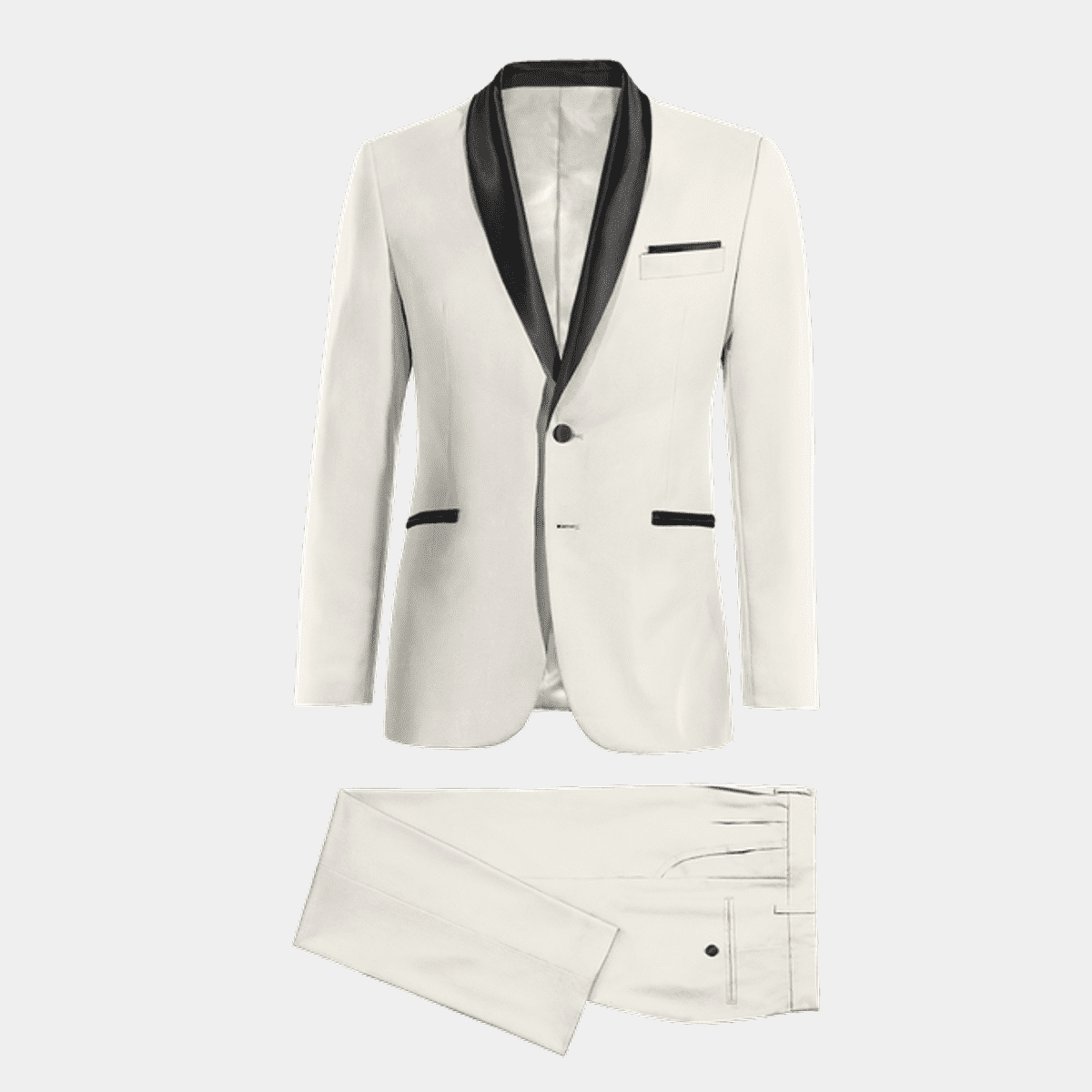 Ivory essential Tuxedo with pocket square & black shawl lapel