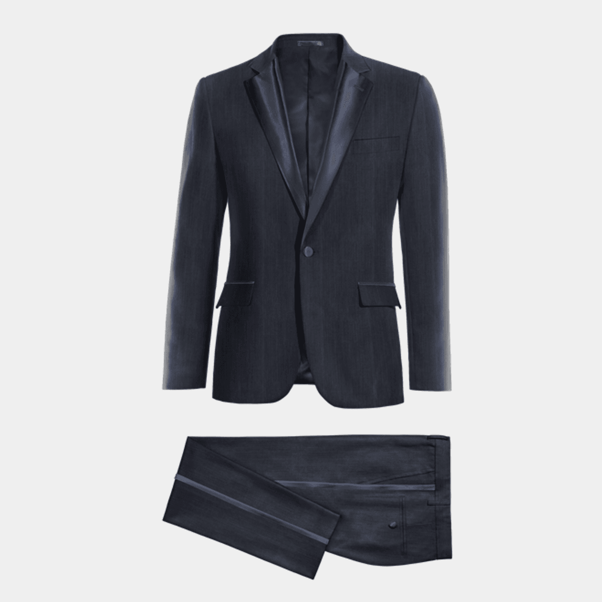 Indigo 100 Color Raw indigo Pure wool slim fit Tuxedo | Hockerty