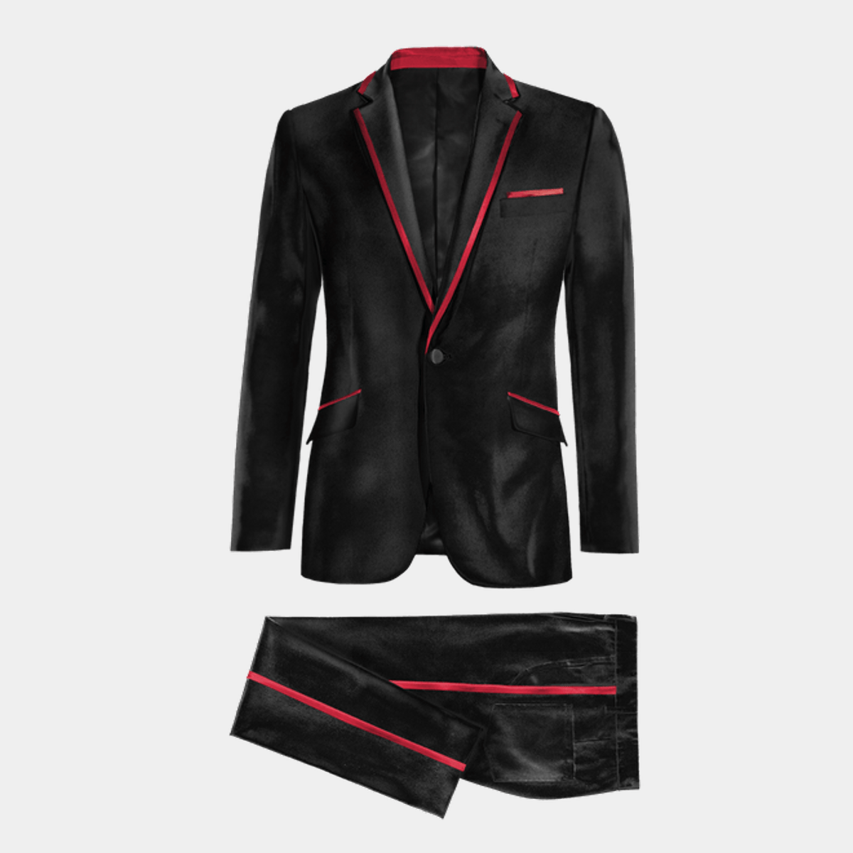 Black and White Trim Lapel Tuxedo Suit