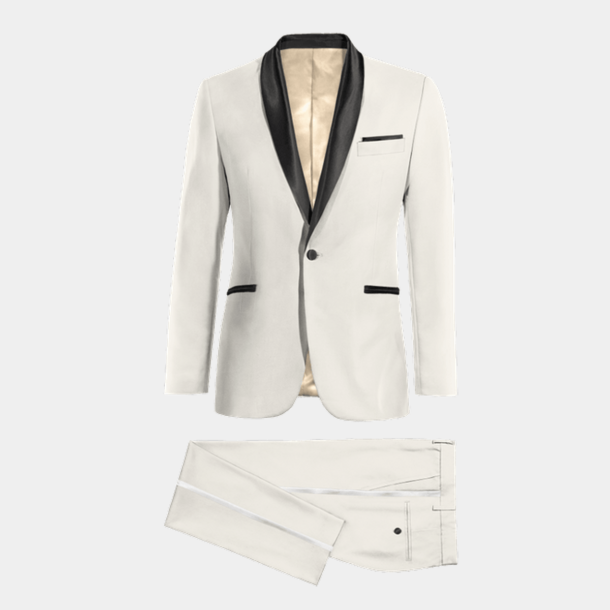 Men's Ivory Wide Square Shawl Vested Tuxedo by Designer Tuxedos by Dingo main image 1