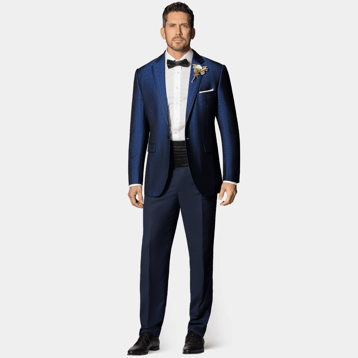 Cobalt blue floral jacquard Tuxedo