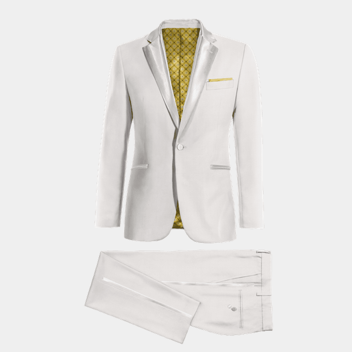 Ivory stretch slim fit Tuxedo with handkerchief