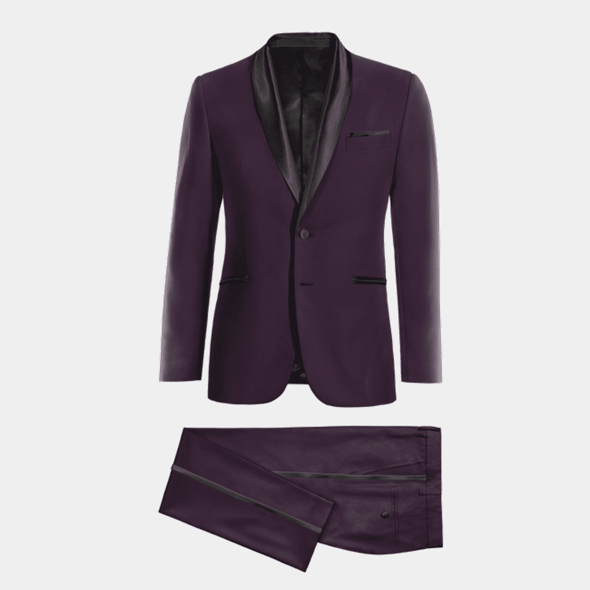 3 Piece Men's Suits One Button Slim Fit Peaked Lapel Tuxedo Purple, image size:1200x1200