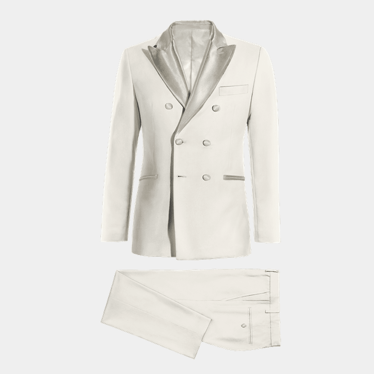 Modern Classic Ivory Split Lapel Jacquard Double-Breasted Tuxedo