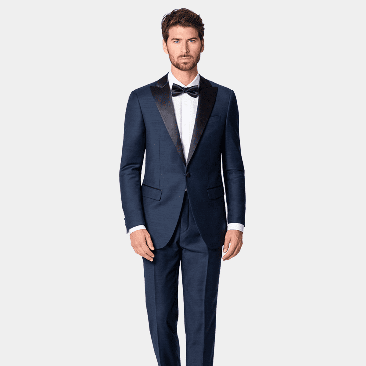 Navy Blue Wool peak lapel Tuxedo $289 | Hockerty